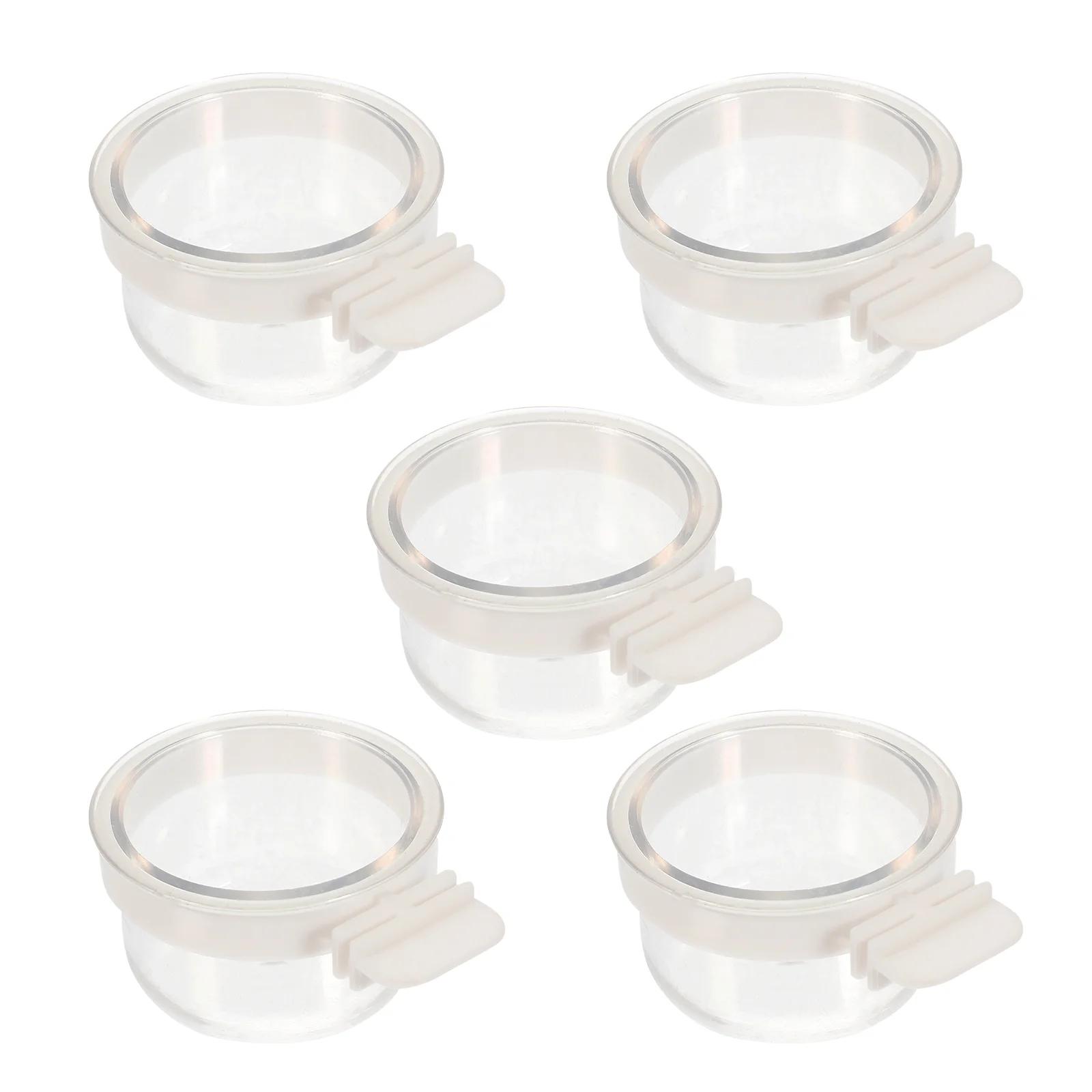 Alimentador de pássaro acrílico transparente premium, Pendurado Parrot Bowl, Conjunto de alimentação multifuncional, 5 pcs - Image 1