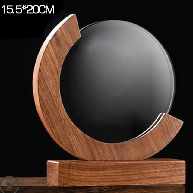Troféu Personalizado de Mármore Branco e Cristal com Base de Madeira - Honra de Alta Qualidade e Design Criativo