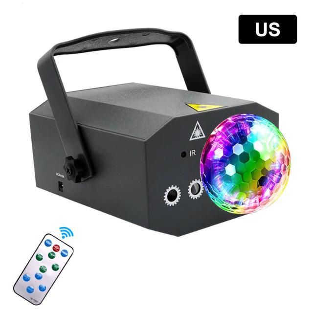 Ilumine sua festa com Luzes de Discoteca LED RGB, Laser DJ e Mini Bola com Efeitos Estroboscópicos e 16 Padrões Incríveis