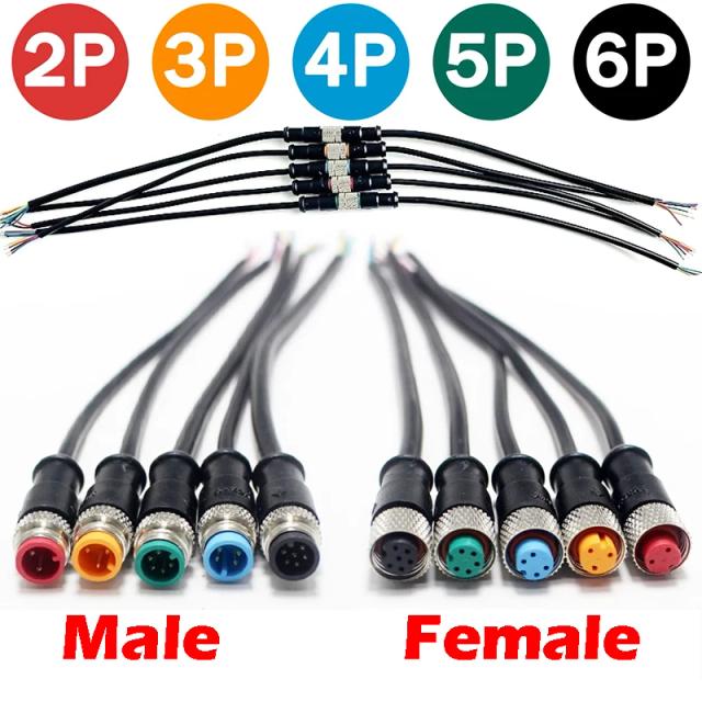 DC Bicicleta Elétrica Conector Impermeável Macho e Fêmea 20cm 2/3/4/5 Pinos 5/20 Pçs