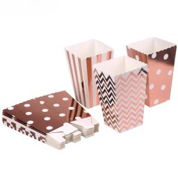 Rose Gold Stripe Candy Bag, Caixas De Pipoca, Mesas De Sobremesa, Baby Shower, Casamento, Birthday Party Tableware, Filme Suprimentos, 12Pcs - Image 1
