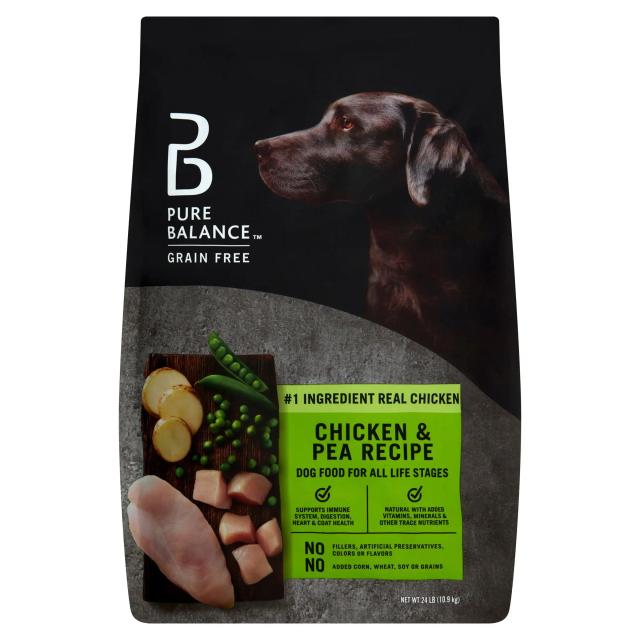 Ração Seca para Cachorros Pure Balance Frango e Ervilha, Sem Grãos, 10,89 kg