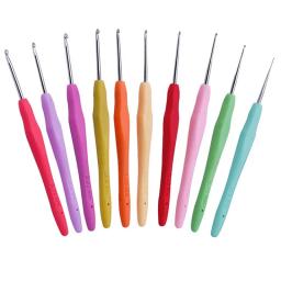 Agulhas de tricô com borracha Handle, Crochet Ganchos, Fio Crochet Agulha, Tecelagem, Ganchos Set, DIY Craft Tools, 0.5-2.75mm, 10Pcs - Image 1