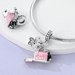 Clipe encantos para pingente pulseira original 925 prata esterlina trevo corrente de segurança zircão urso cão presente grânulo diy jóias fazendo - Image 6