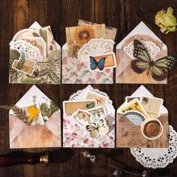 Conjunto de adesivos de material artesanal, Vintage Journal Envelope Collage, Caixa decorativa de borboleta planta, Pacote 100 pcs - Image 5