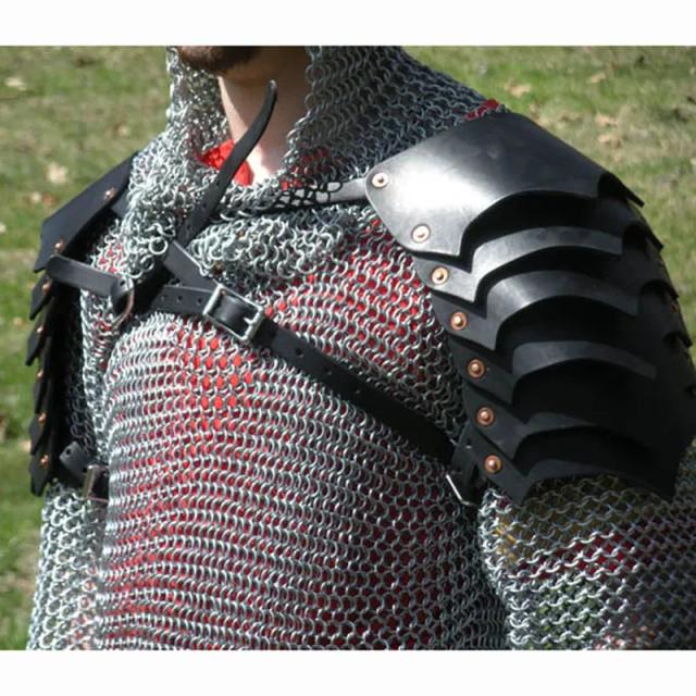 Armadura de Ombro Viking e Pirata: Pauldrons Góticos em Couro com Escama de Dragão para Gladiadores e Caçadores de Cosplay