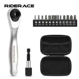 Riderace bicicleta allen chave inglesa de torque de extremidade única chave de catraca 1/4 Polegada conjunto de chave de fenda ferramentas de reparo de mão de bicicleta - Image 1