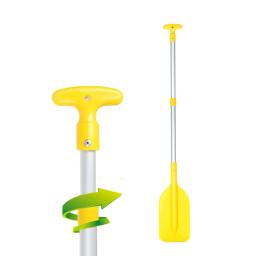 1pc ajustável caiaque sup paddle emergência telescópica pá portátil dobrável liga de alumínio remo segurança barco acessório amarelo - Image 2