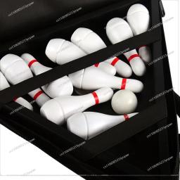 Conjunto de jogo de boliche de madeira maciça com mesa de embaralhe, com sacola - Image 3