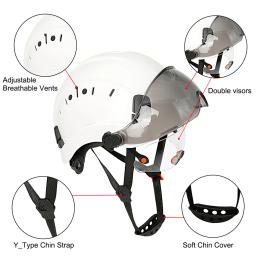 Capacete de segurança de construção ce com viseira, óculos embutidos, protetores de orelha para engenheiro, capacete de trabalho industrial ansi, proteção de cabeça - Image 2