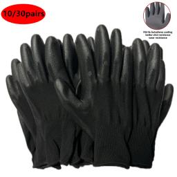 Luvas de segurança de poliuretano, Luvas de algodão revestido Nylon, Palm revestido luvas para trabalho mecânico, Carpenter Repairment Supplies, 10 Par, 30 Par - Image 1