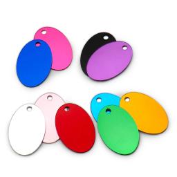 Atacado 20 peças de etiquetas de alumínio em forma oval para animais de estimação., etiqueta personalizada gravada para cães e gatos. - Image 1