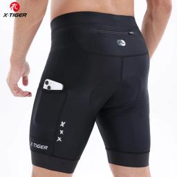 X-TIGER calções de ciclismo masculino pro absorção de choque 5d acolchoado reflexivo respirável mountain road bicicleta shorts com bolsos traseiros - Image 1