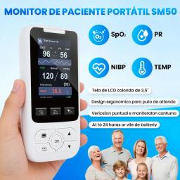 Monitor portátil de sinais vitais, monitor multiparâmetro clínico hospitalar, taxa de pacientes, spo2 pr nibp temp, equipamento de enfermagem humana - Image 1