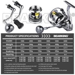 Bearking marca nova chegada carretel de pesca de água salgada fiação 1000-6000 9 + 1bb 5.2:1 arrasto máximo 10-20kg carretéis à prova de água - Image 2