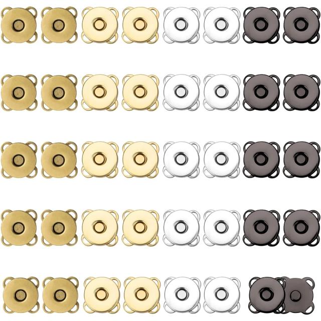 Botões Magnéticos para Bolsas e Roupas - Conjunto de 20 Prendedores de Pressão de 14mm para Artesanato DIY