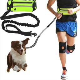 Cão corda de tração livre mãos cão trela com saco da cintura puxar cão correndo retrátil elasticbelt reflexivo arreios suprimentos do cão - Image 1