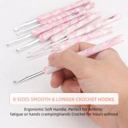 Agulha De Crochet De Aço Inoxidável Com Punho De Plástico, Tampão, Gancho De Tecelagem, Ferramenta DIY, Agulha De Tricô, Alta Qualidade, 2.5mm-6mm - Image 3