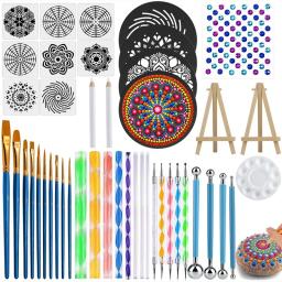 Mandala Dotting Tools Set, Pintura Stencil, Artes Suprimentos, Kits de Ferramentas, Incluindo Modelos de Estêncil, Mini Cavalete, 45 Pcs - Image 1