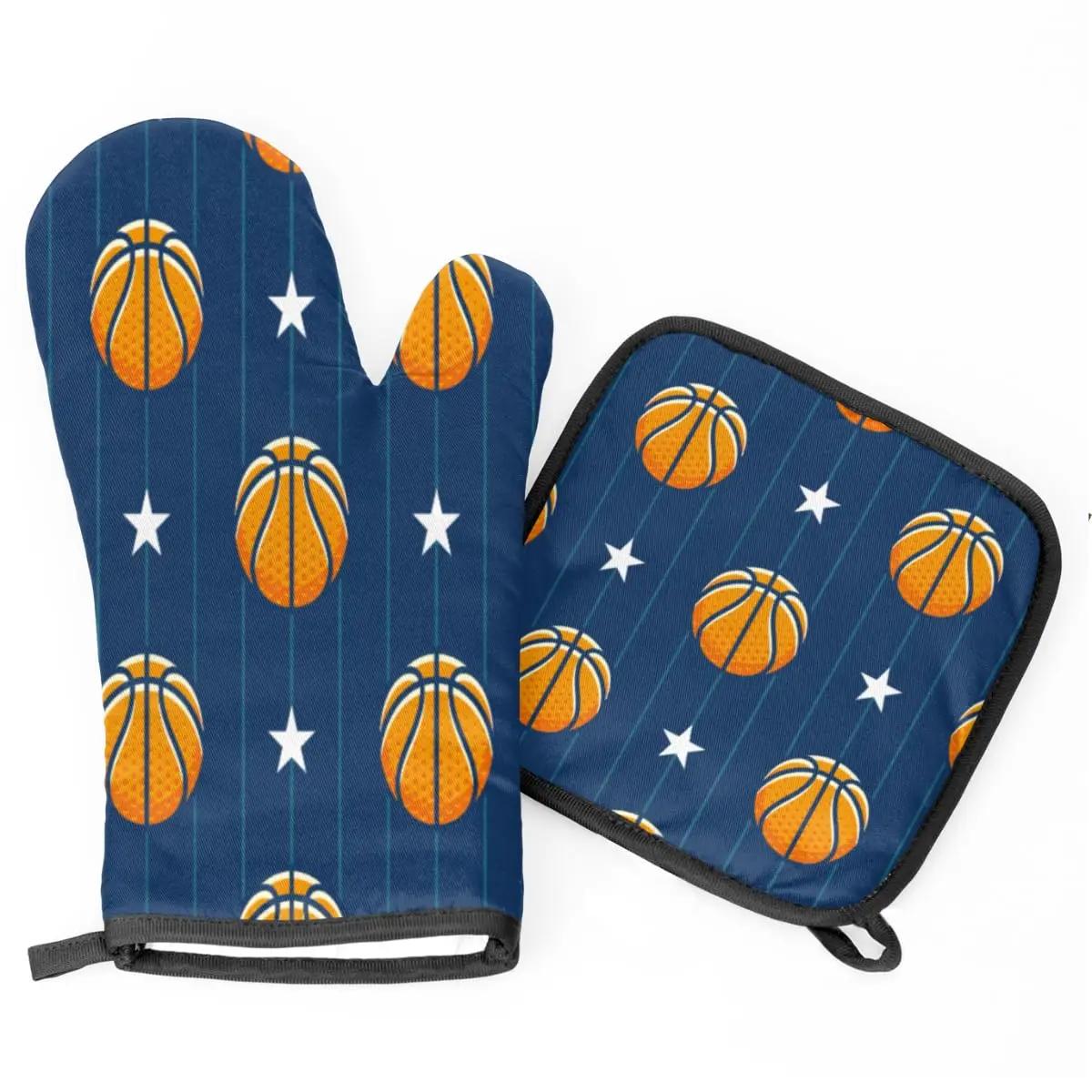 Conjuntos de luvas e panelas para forno de basquete, suporte para luvas de cozinha, resistente ao calor, para micro-ondas, churrasco, grelhar - Image 1