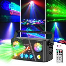 Novo! Stage Disco DJ Luz com controle remoto, Magic Ball, Laser Dyeing Padrão Strobe, 5 em 1 Efeito Lâmpada - Image 1