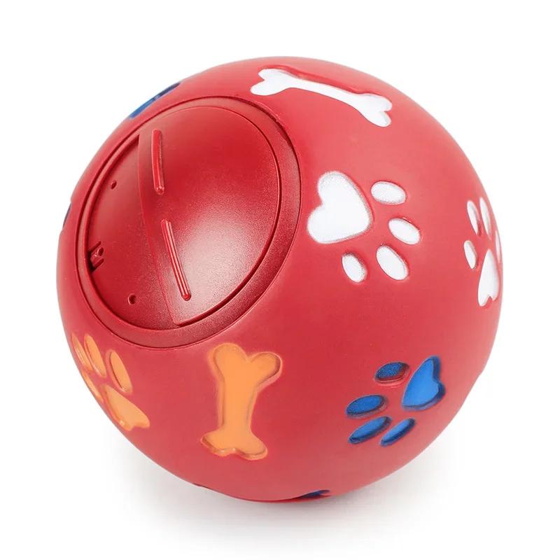 Bola de borracha do brinquedo do cão com dispensador de alimentos, Pet Food Play Ball, Teething Training Toy, Interativo Pet Toy, azul e vermelho, Diâmetro 7,5 centímetros - Image 1