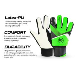 Luvas de látex futebol goleiro para crianças e adultos, antiderrapante, impermeável, proteção total dos dedos, futebol, suporte, goleiro - Image 4