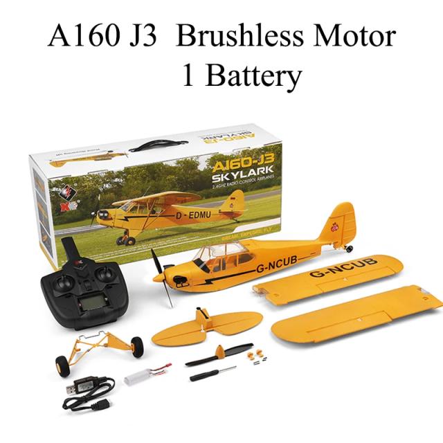WLtoys A160 J3-CUB Avião RC Brushless 2.4G Ready-to-Fly 650mm