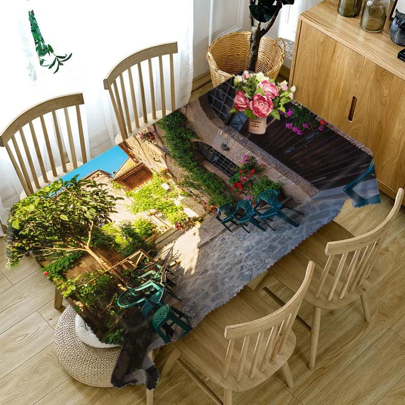 toalha de mesa e guardanapo decoração cozinha mesa posta toalha de mesa e acessórios Cidade rua flor paisagem padrão 3d impressão restaurante toalha de mesa retangular dustproof decoração para casa cozinha toalha - Image 1