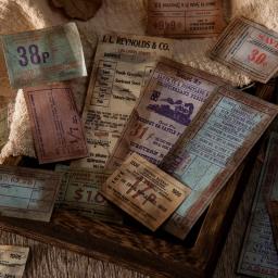 Antique Ticket Memo Pads, Junk Journal Diary Planner Adesivos, Decorativos DIY Craft Adesivos, 50pcs por lote - Image 3