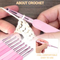 Conjunto de agulhas de crochê ergonômicas, 8 peças, alças macias, kit de agulhas de tricô suaves com capa pu para iniciantes - Image 2