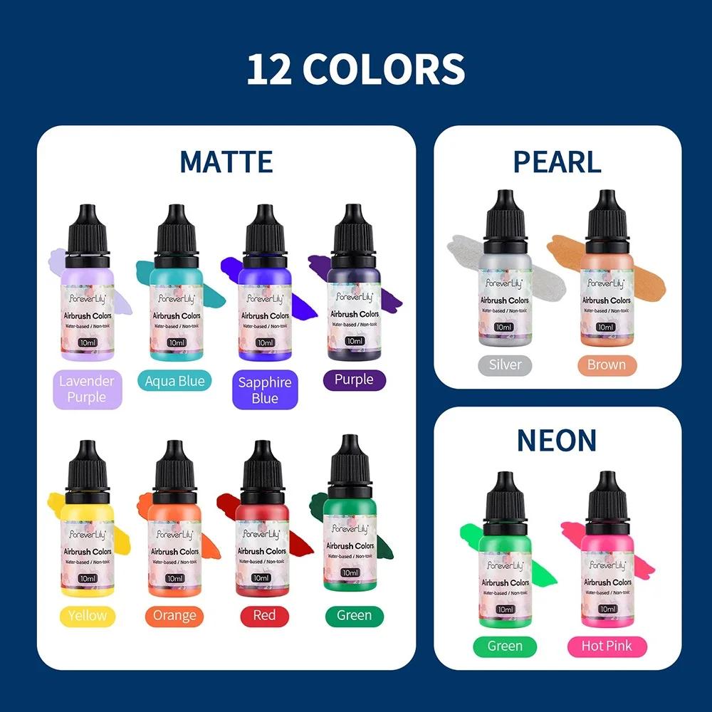 Airbrush Conjunto De Tinta Acrílica, Pigmentos para Spray Art, Pigmentos DIY, Estênceis De Unhas, Ferramentas De Pintura, 10ml, 12Pcs - Image 1