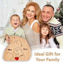Enfeites De Madeira Personalizados Para Pintar O Tema Da Família Do Urso Quebra-cabeça, DIY, Gravura Livre, Nome Puzzles, Decoração De Casa, Presente Personalizado - Image 2