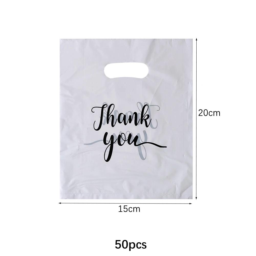 Obrigado Sacos De Presente De Plástico, Casamento, Aniversário, Convidado, Envoltório De Presente, Pequena Empresa, Doces, Pastry Store Packaging, 100 Pcs, 50 Pcs, 10Pcs - Image 1