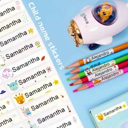 Etiqueta personalizada do nome para crianças, decalques Kawaii impermeáveis, etiqueta personalizada do primeiro nome, papelaria escolar, etiqueta da garrafa - Image 5