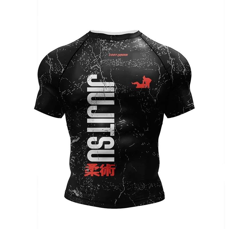 Kimono Jiu Jitsu Rashguard para homens, camisa e calças MMA, Muay thai Shorts, Bjj Rash Guard, camisas de boxe, Sportswear, novo, 4 peças por conjunto - Image 1