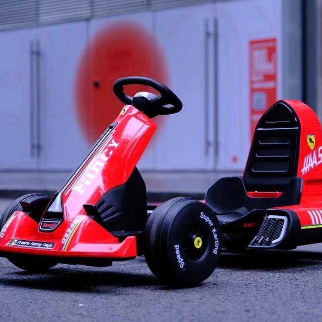 Kart Elétrico Infantil 12V Bateria Dupla Potência 45W Vermelho/Branco/Amarelo