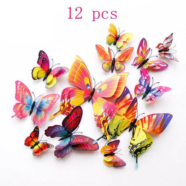 Adesivos 3D em PVC de Borboleta e Libélula para Decoração de Paredes, Geladeiras e Casamentos