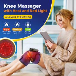 Massageador térmico de aquecimento do joelho e do cotovelo, 3 em 1, suporte de cinta recarregável, almofada de vibração, ombro - Image 4