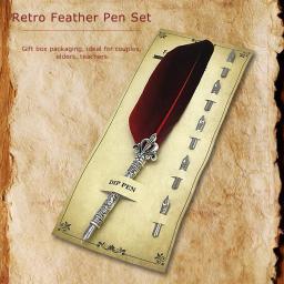 Caligrafia vintage pena Dip Pen com 5 Nib Writing Ink, Quill Fountain para a escola, acessórios de escritório, 1 Set - Image 3