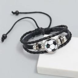 Personalizado frisado futebol fãs pulseira, couro personalizado jóias, moda europeia e americana - Image 6