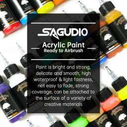 SAGUD-Aerógrafo Tinta Acrílica para Iniciantes Hobistas e Artistas, Pronto para Spray, à Base de Água, 24 Cores Matte, 30ml Premium - Image 5