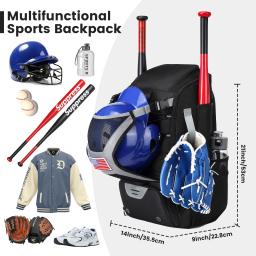 Bolsa para equipamentos de beisebol, mochila de beisebol com compartimento para sapatos, bolsa para taco de softball para jovens, mochila esportiva de beisebol de grande capacidade - Image 6