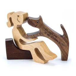 Handmade madeira cão e gato estatueta, gravura livre, personalizado, personalizado, humano, artesanato criativo, ornamento, decoração presentes para o seu cão - Image 5