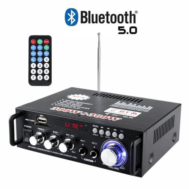 Amplificador de Áudio Doméstico 600W com Bluetooth e Controle Remoto - Ideal para Subwoofer e Sistemas de Som de Teatro