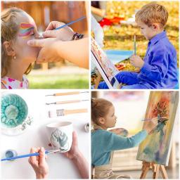 Conjunto de pincéis de pintura infantil, 20 peças, acrílico com plano, redondo, pontiagudo, artesanato, aquarela, pintura a óleo - Image 1