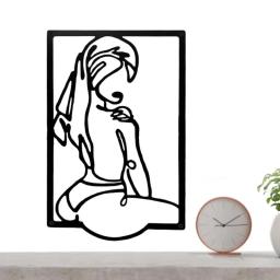 Mulheres corpo forma arte parede corpo curva escultura decoração de metal interior arte abstrata forma do corpo desenho com moldura para café spa sala - Image 1