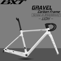 Bxt freio a disco quadro de bicicleta cascalho carbono 700c/27.5er uso máximo 47c/2.1 pneu quadro de bicicleta cascalho de carbono através do eixo quadro mtb - Image 1