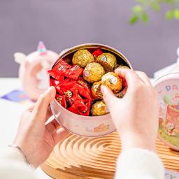 Caixa De Lata De Armazenamento De Padrão De Desenhos Animados Para Doces Caixa De Presente De Casamento Organizador De Biscoitos De Metal Vazio Redondo Recipiente De Decoração De Casa Padrão De Festa De Bolo - Image 2
