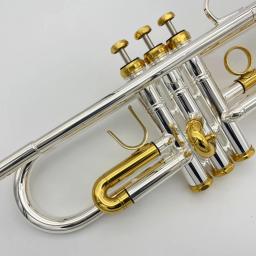 Instrumento profissional trompete para iniciantes, marca americana, banhado a prata, limitador de botão banhado a ouro, três tons - Image 2